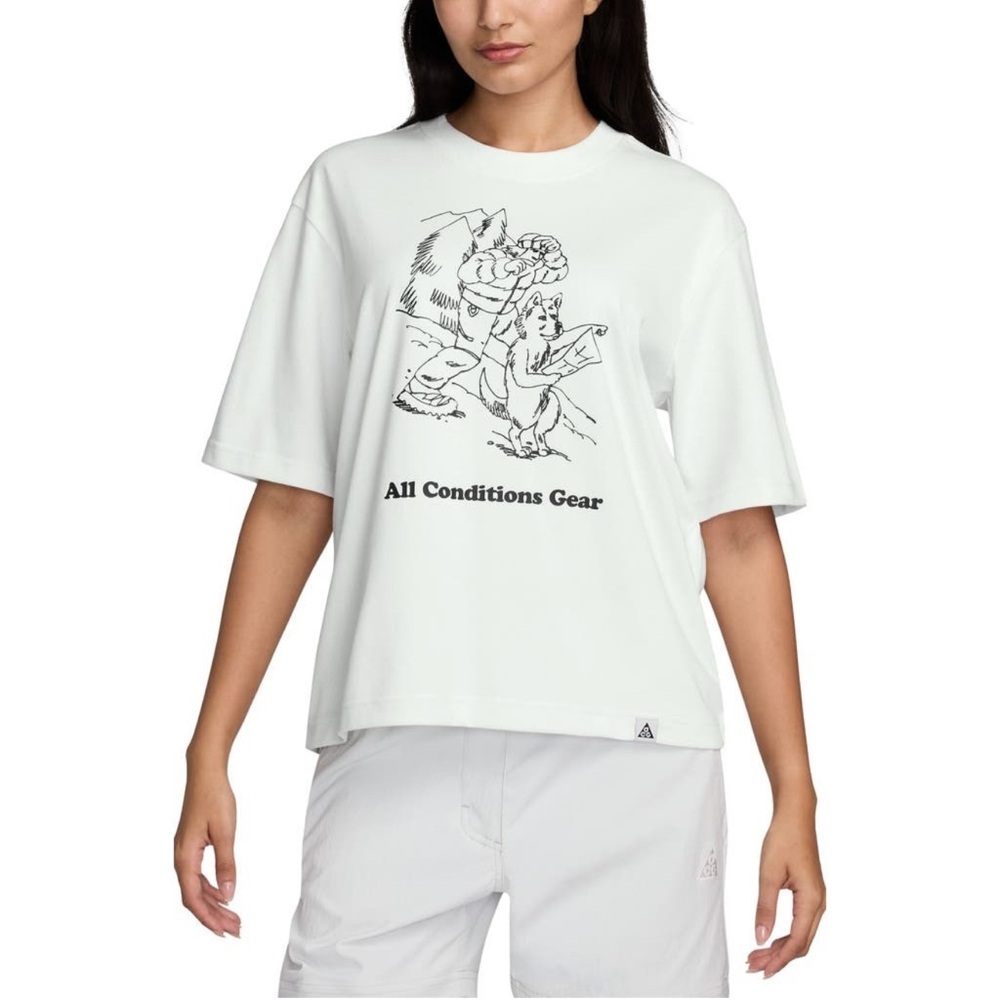 Nike Dri-Fit ACG Oversize Graphic T-Shirt in Summit White‎